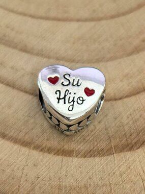 Pandora Su Hija cz Charm His Daughter Heart Bead Charm, S925 Silver Jewelry